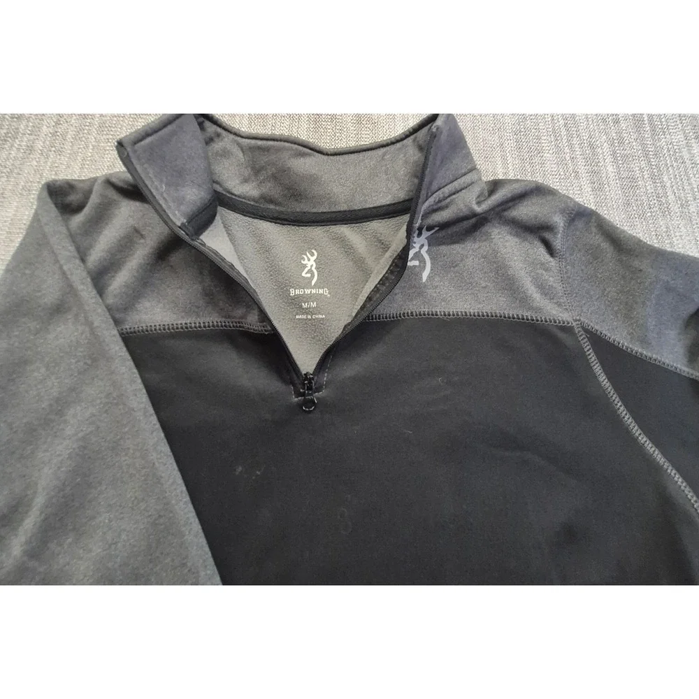 Browning men's black/gray 1/4 zip pullover Medium outdoors hunting hiking